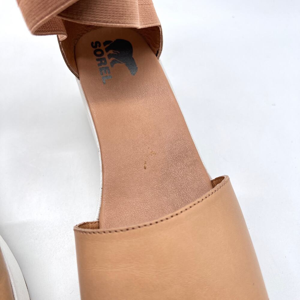 SOREL Cameron Flatform Sandals Womens 10 Tan White Platform Wide Strap Comfort - Picture 10 of 12